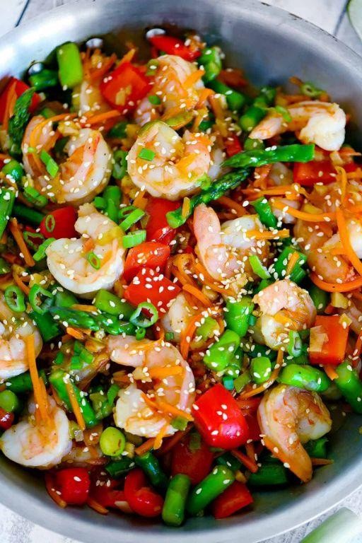 Fluke and Shrimp Stir-Fry with Vegetables