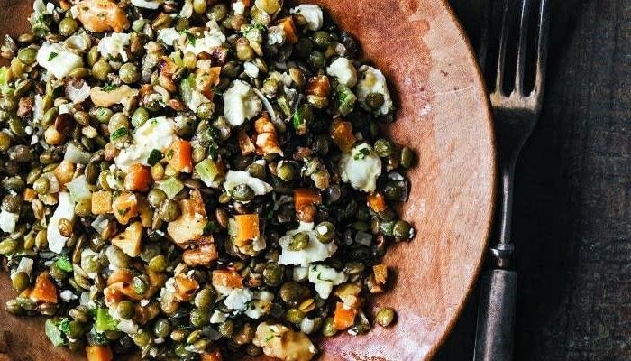 French Lentil Salad with Goat Cheese and Walnuts