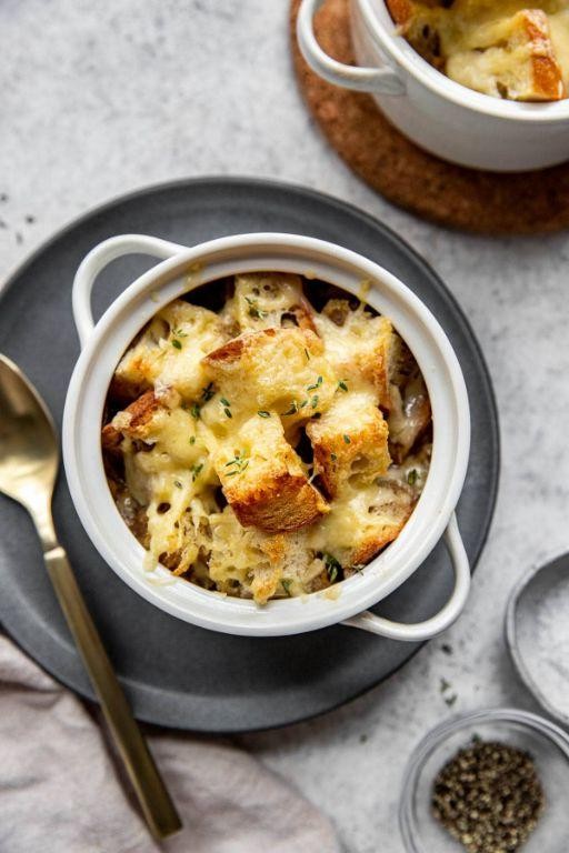 French Onion Soup with Thyme and Bay Leaves