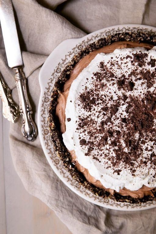 French Silk Pie with Hazelnut Crust
