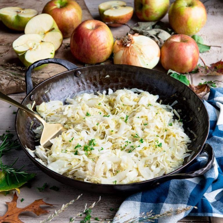 Fried Cabbage with Apples and Onions