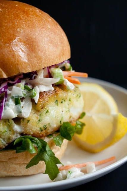 Fried Red Snapper Sandwich with Coleslaw