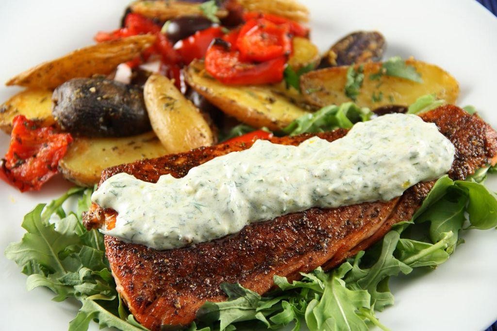 Fried Red Snapper with Dill Yogurt Sauce