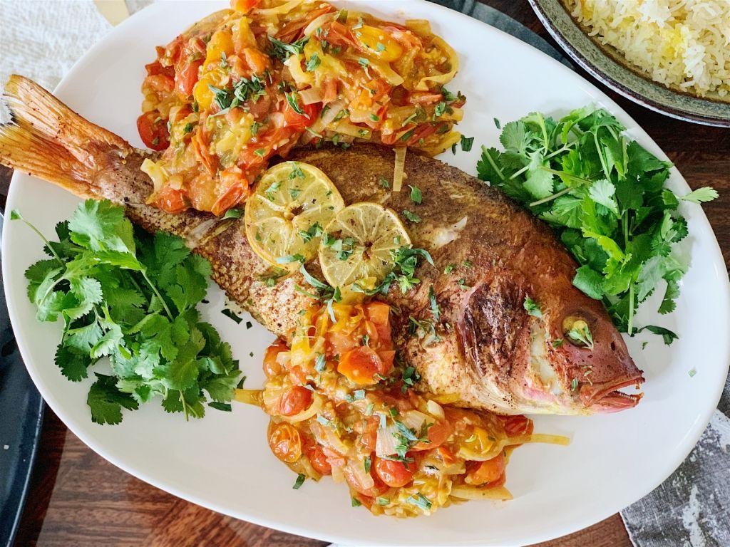 Fried Red Snapper with Tomato Basil Relish