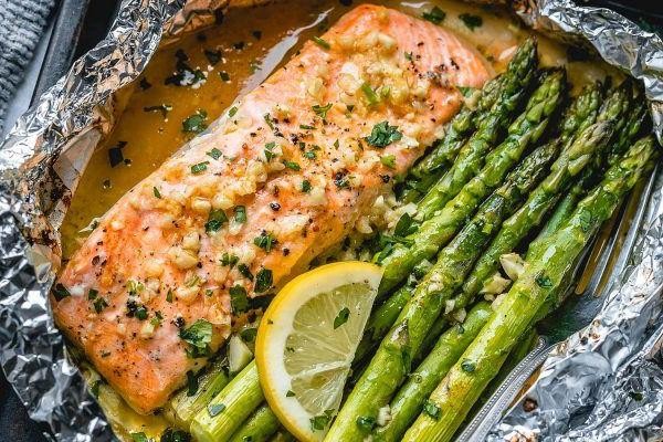 Frozen Asparagus and Salmon Foil Packets