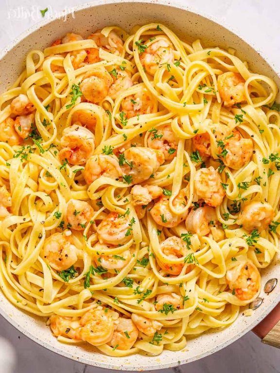 Garlic Butter Baby Shrimp Pasta