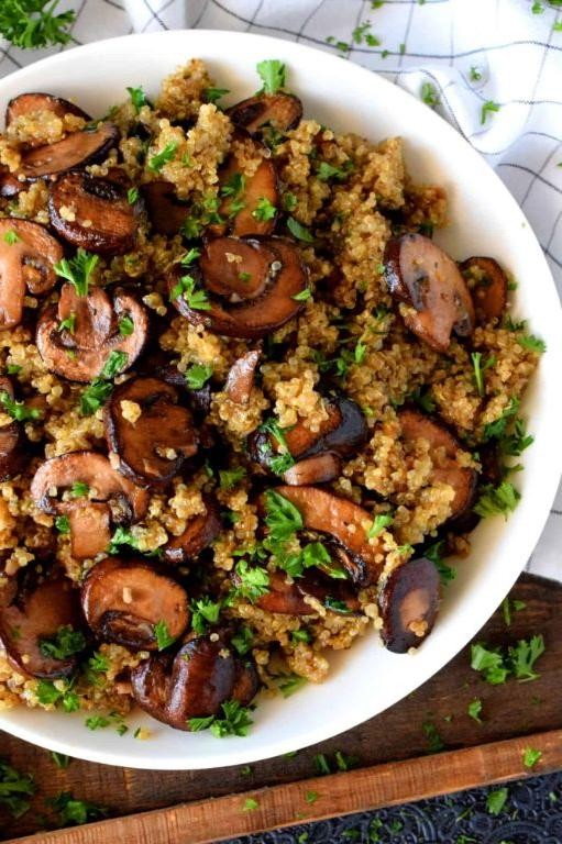 Garlic Butter Black Quinoa with Mushrooms