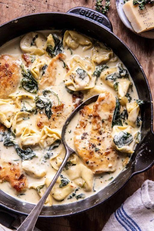 Garlic Butter Chicken and Spinach Tortellini