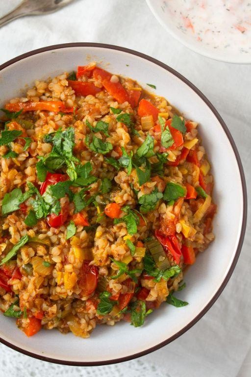 Garlic Butter Kasha with Roasted Vegetables