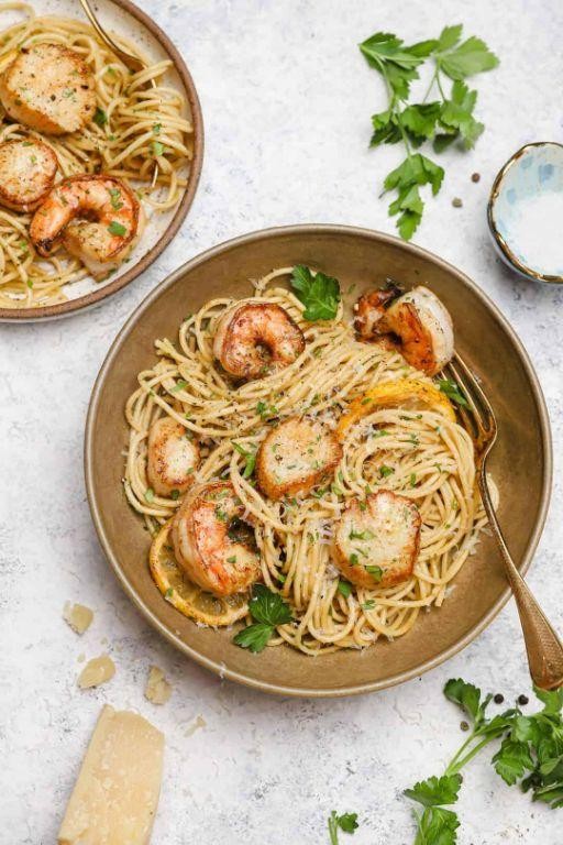 Garlic Butter Scallop and Shrimp Pasta