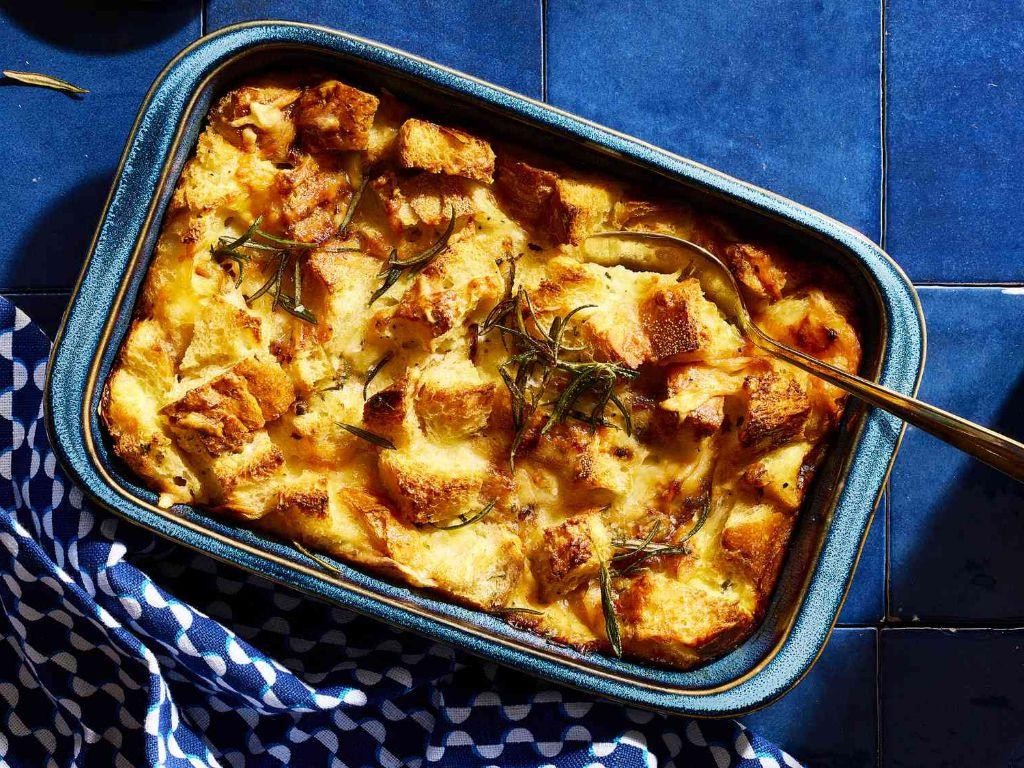 Garlic and Rosemary Savory Bread Pudding