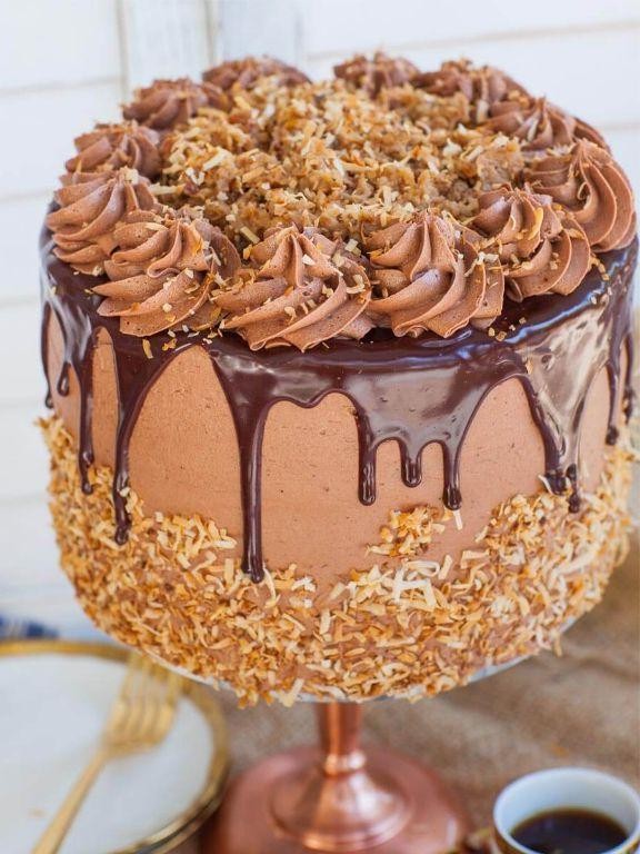 German Chocolate Cake with Chocolate Ganache