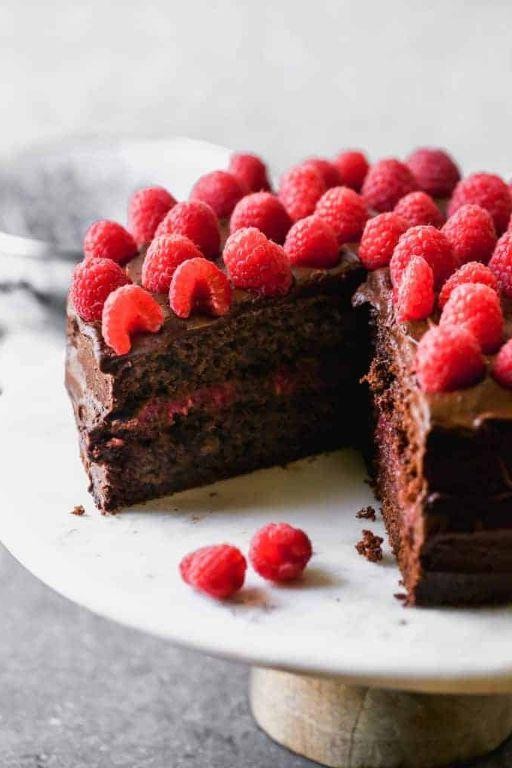 German Chocolate Cake with Raspberry Filling