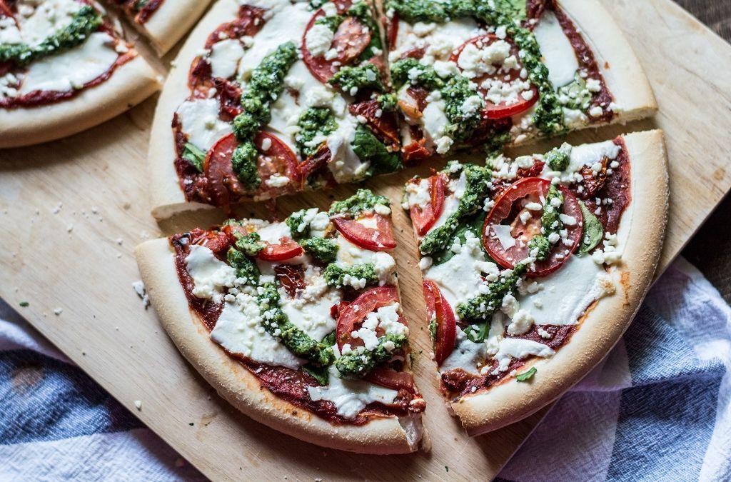 Gluten Free Pesto and Tomato Pizza
