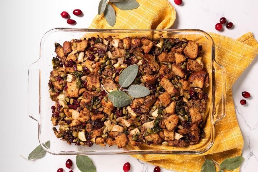 Gluten Free Stuffing with Kale and Sunflower Seeds