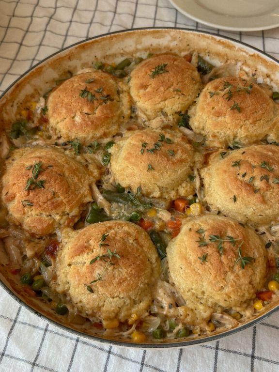 Gluten-Free Chicken Pot Pie with Almond Flour Biscuits