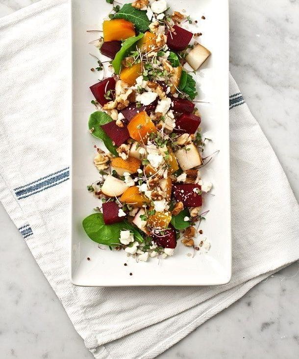 Golden Beet and Pear Salad with Balsamic Glaze
