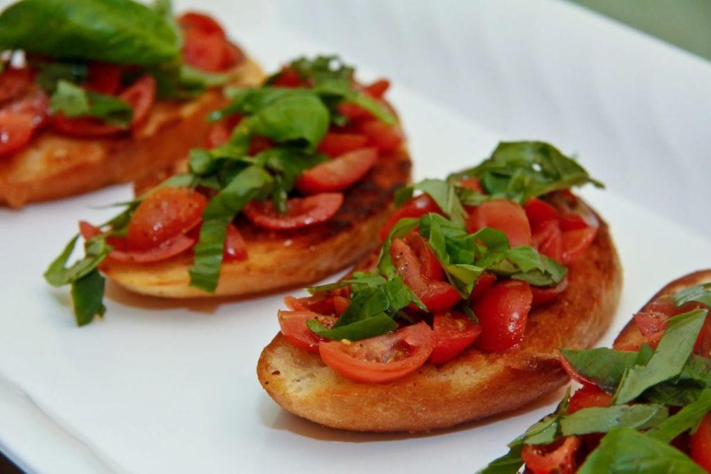 Grape Tomato and Basil Bruschetta