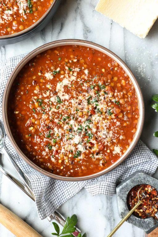 Grape Tomato and Lentil Soup