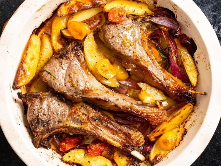 Greek Lamb Ribs with Honey and Mustard Glaze