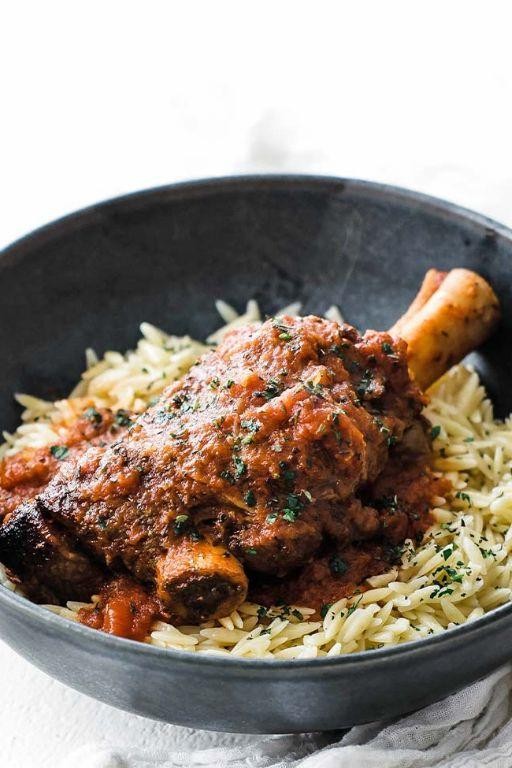 Greek Lamb Shank with Orzo and Feta