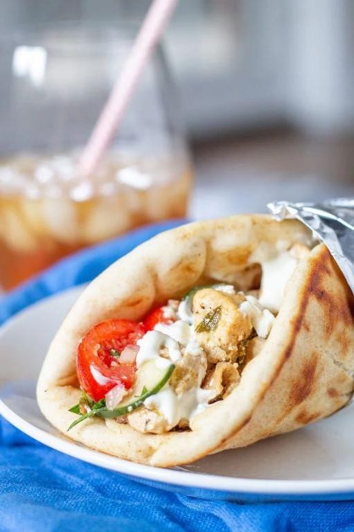 Greek Style Chicken Pita with Feta