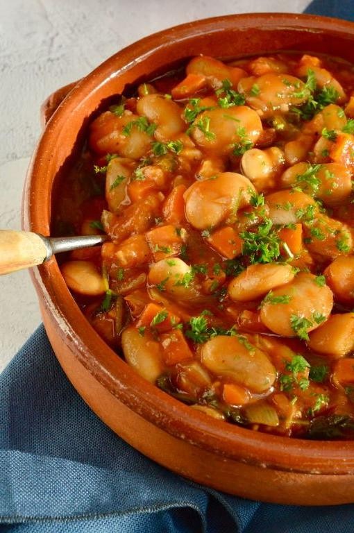 Greek Style Dried Lima Beans with Tomatoes and Herbs