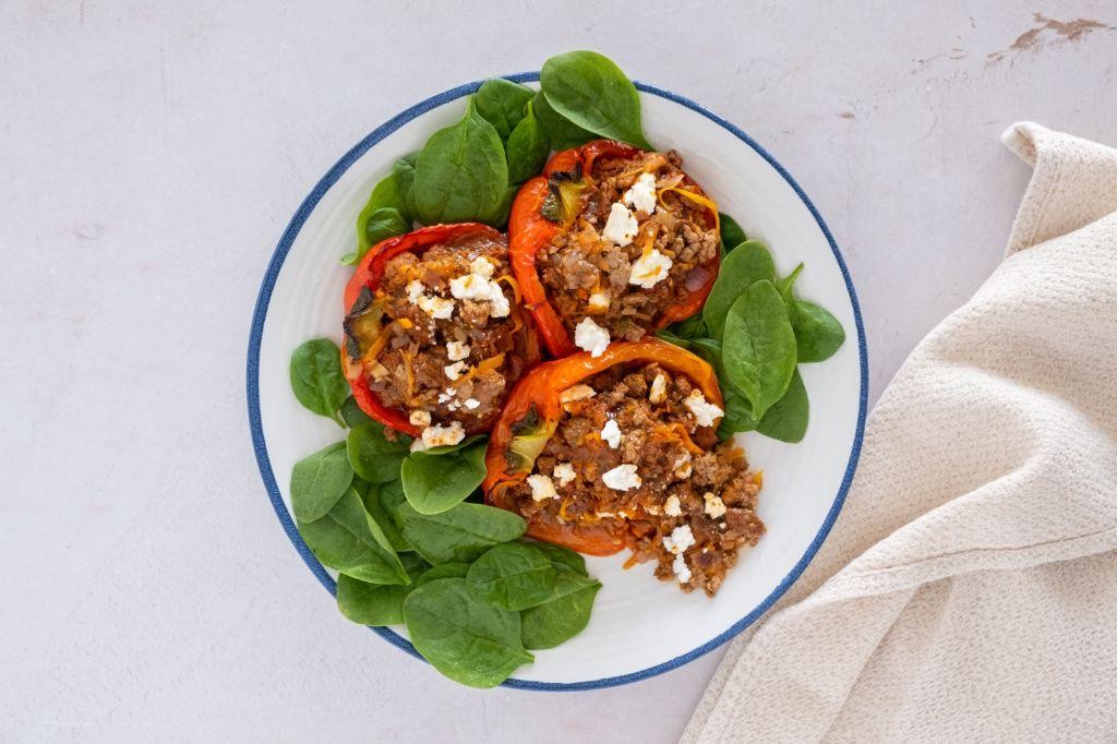 Greek Style Lamb and Feta Stuffed Peppers