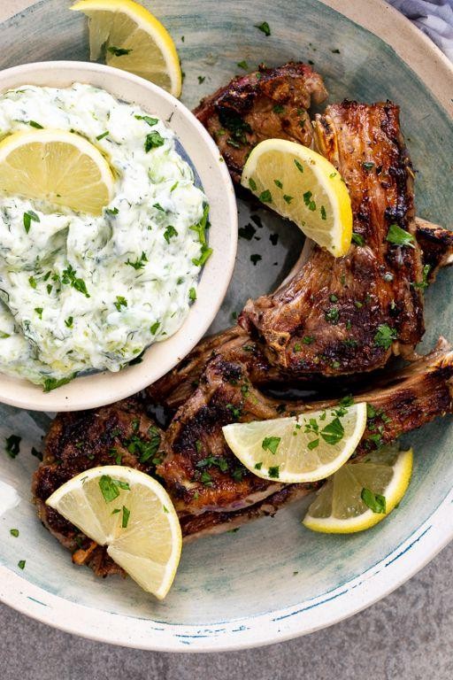 Greek-Style Grilled Lamb Chops with Tzatziki