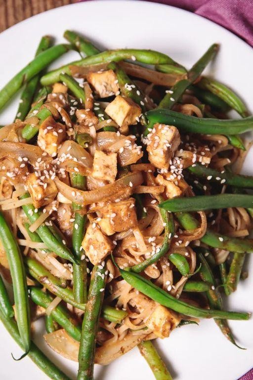 Green Bean Noodles with Almond Butter Sauce