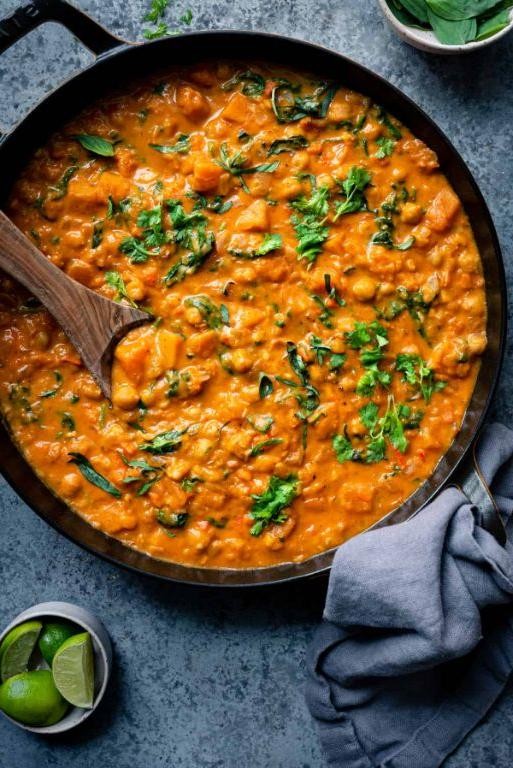 Green Curry Squash with Chickpeas