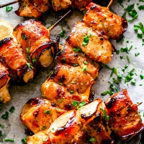 Grilled Chicken and Bacon Skewers