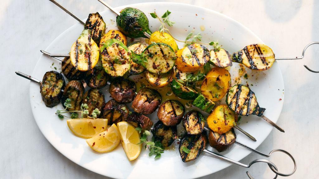 Grilled Eggplant and Zucchini Skewers