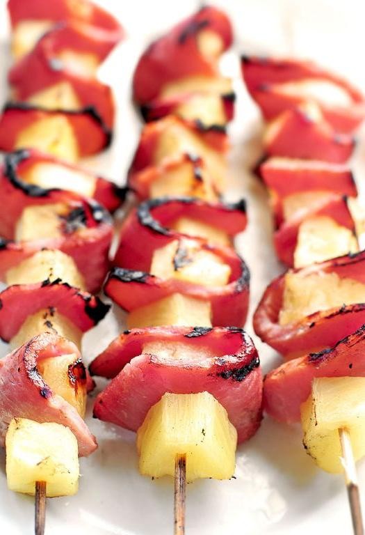 Grilled Healthy Ham and Pineapple Skewers