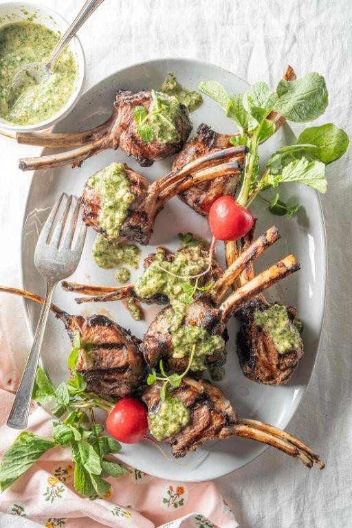 Grilled Lamb Chops with a Mint Pesto