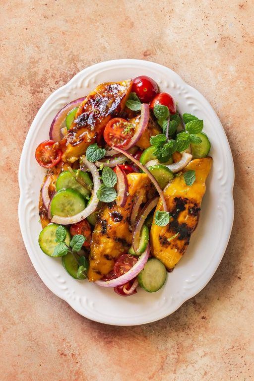 Grilled Mango Salad with Chili Lime Dressing