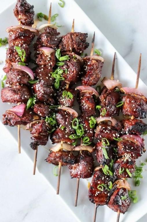 Grilled Onion and Steak Skewers