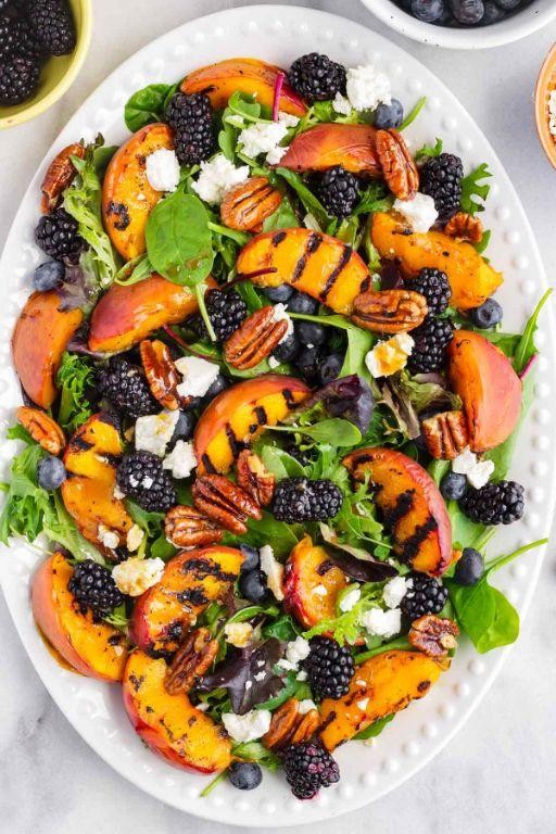 Grilled Peach and Cinnamon Basil Salad