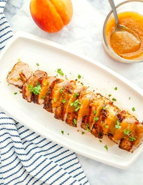 Grilled Pork Sirloin with Peach Glaze