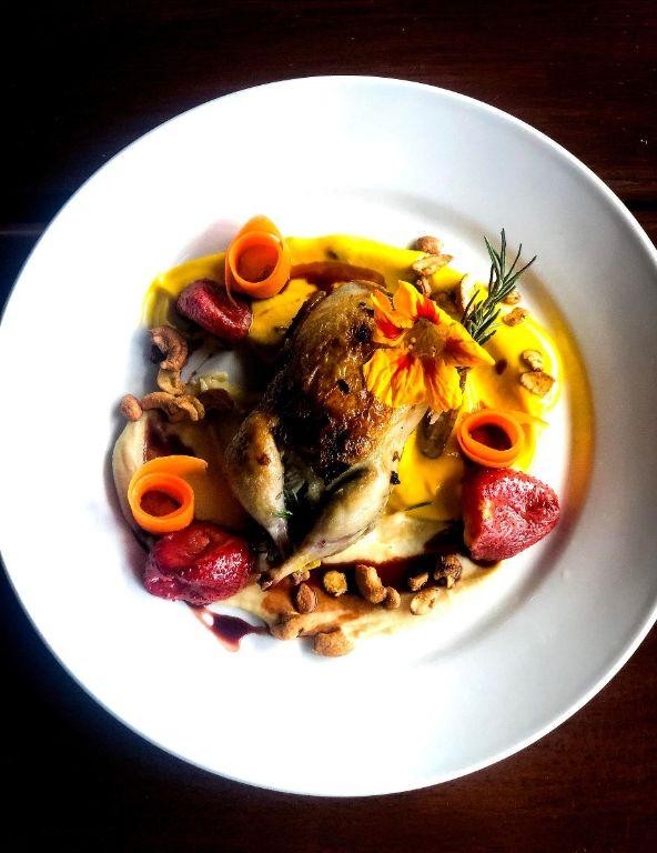 Grilled Quail Stuffed with Wild Rice and Mushrooms