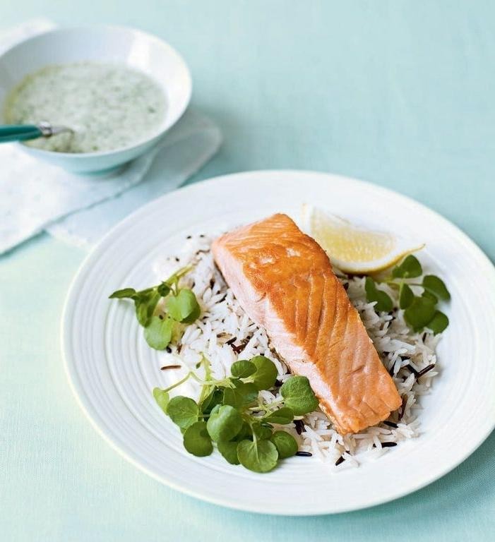 Grilled Salmon with Watercress Sauce