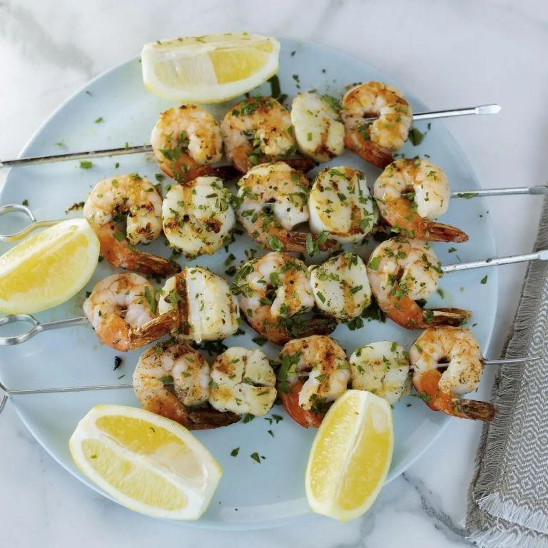Grilled Scallop and Shrimp Skewers with Lemon Herb Marinade