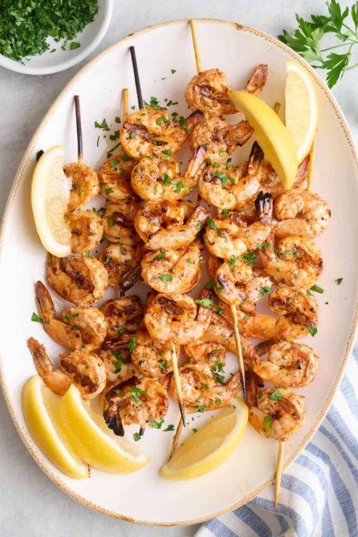 Grilled Shrimp Francais Skewers with Herb Marinade