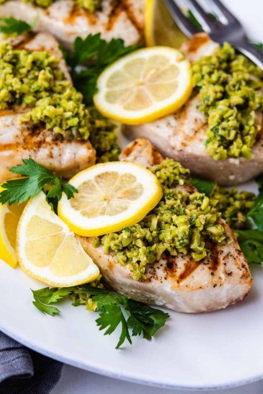 Grilled Swordfish with Olive Tapenade