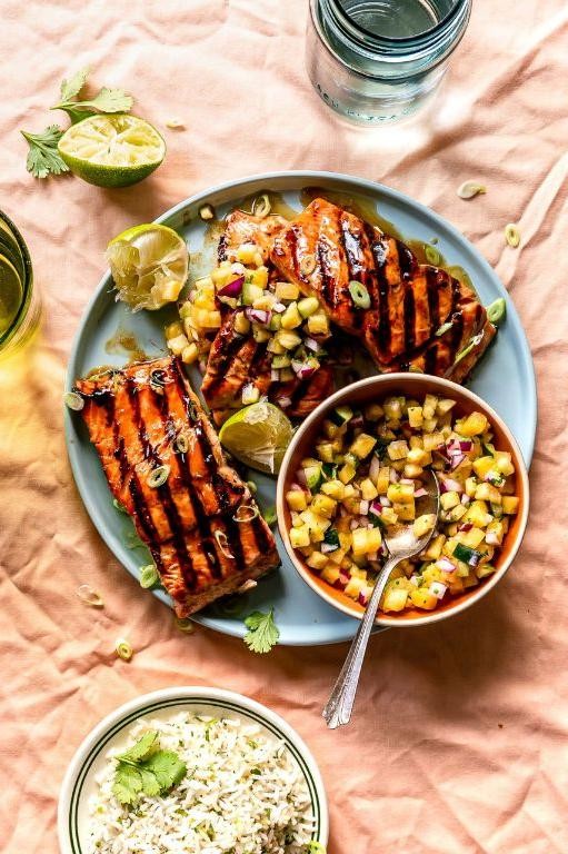 Grilled Teriyaki Salmon with Pineapple Salsa