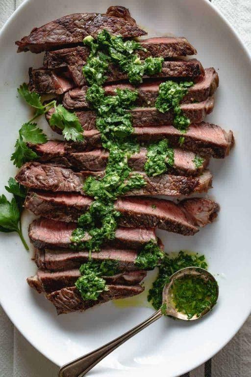 Grilled Thin Sirloin Steak with Chimichurri