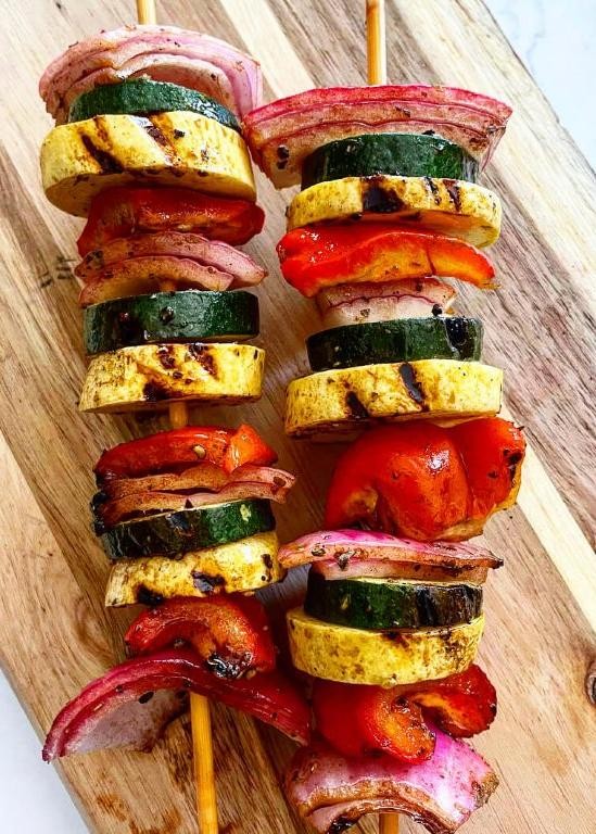 Grilled Veggie Skewers with Balsamic Glaze