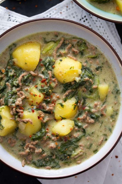 Ground Beef Spinach and Potato Curry