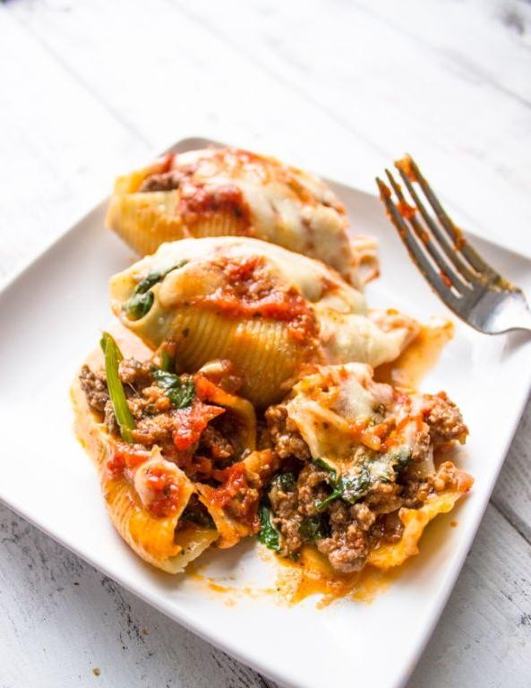 Ground Beef Spinach and Ricotta Stuffed Shells