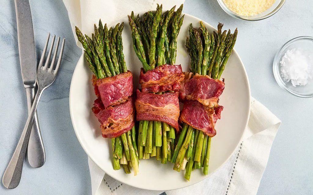 Ground Beef and Bacon Wrapped Asparagus